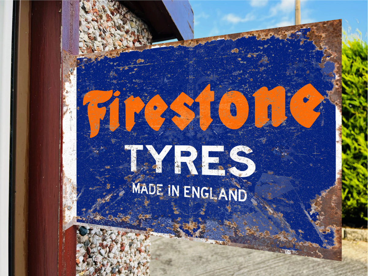 Firestone Tyres Double Sided Metal Flange Sign