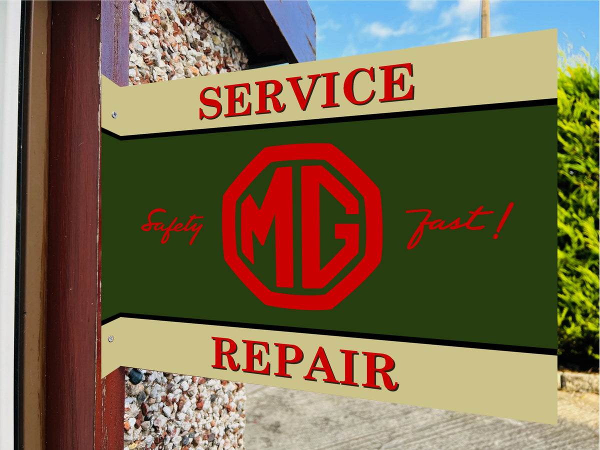 MG Service & Repair Double Sided Metal Flange Sign