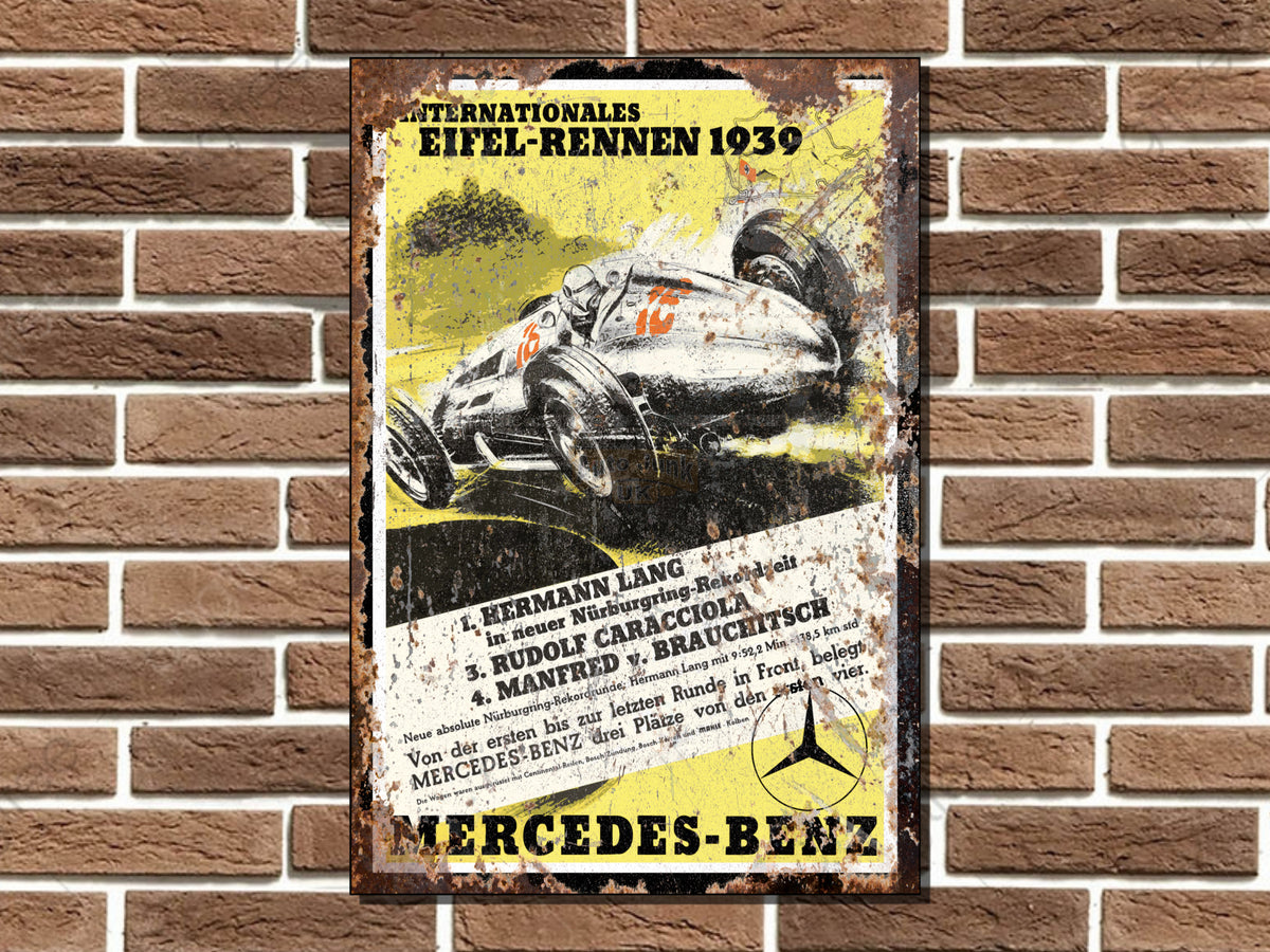 Mercedes Benz Hermann Lang II 1939 Metal Sign