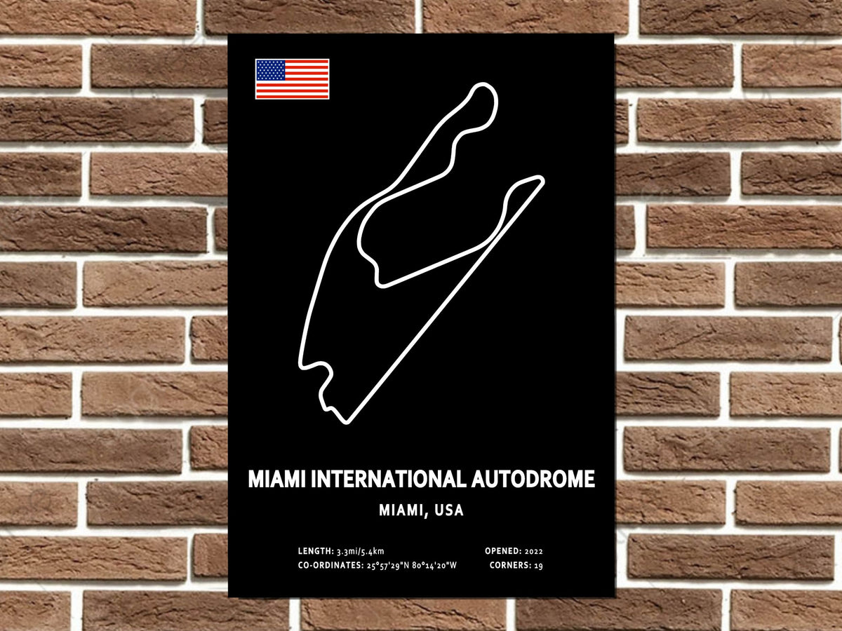 Miami International Autodrome Circuit Layout Metal Sign