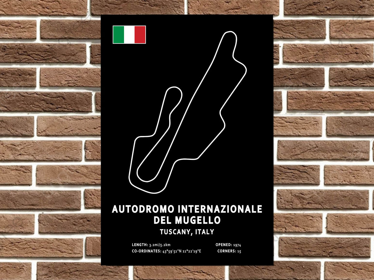 Autodromo Nazionale del Mugello Circuit Layout Metal Sign