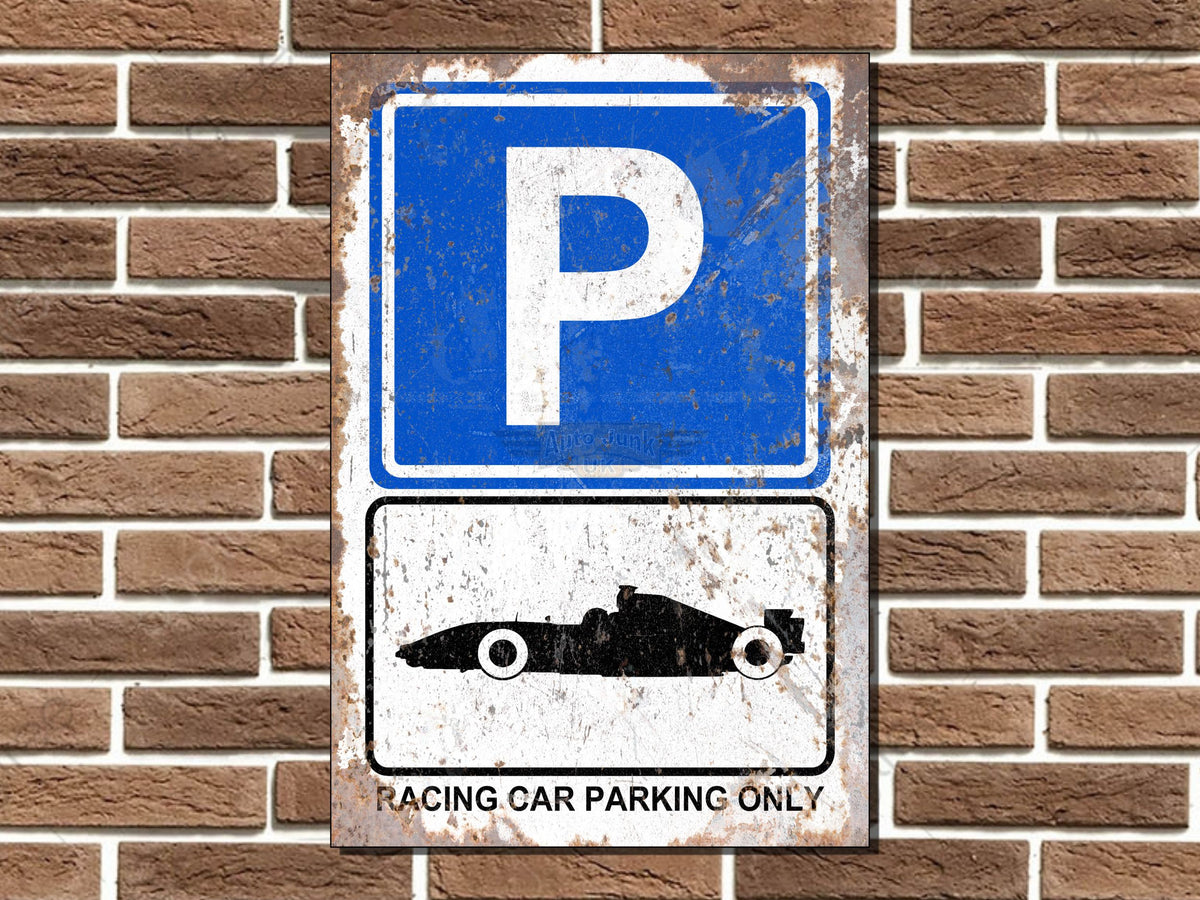 Racing Car Parking Only Metal Sign
