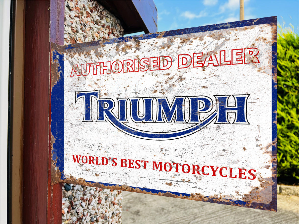 Triumph Authorised Dealer Double Sided Metal Flange Sign