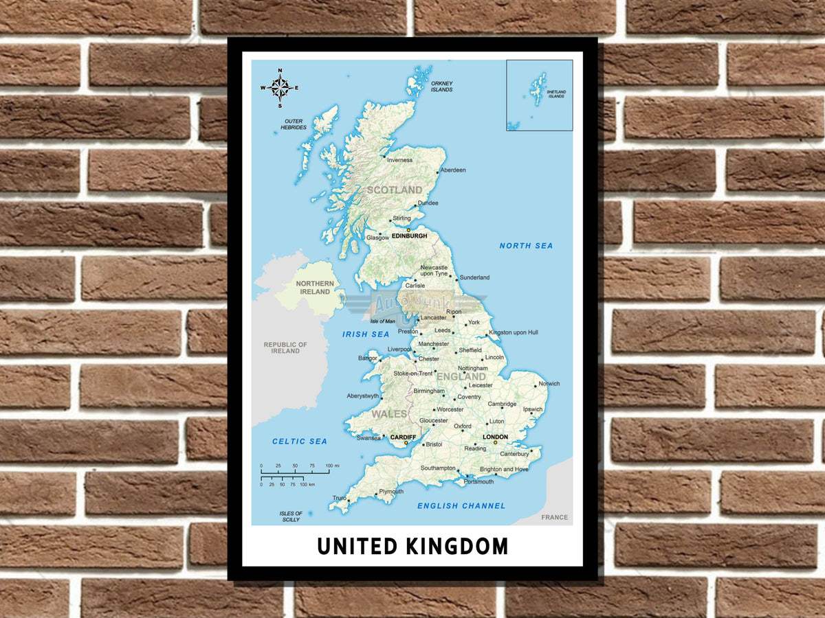 Map of the United Kingdom Metal Sign