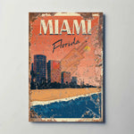Miami Florida Metal Travel Poster