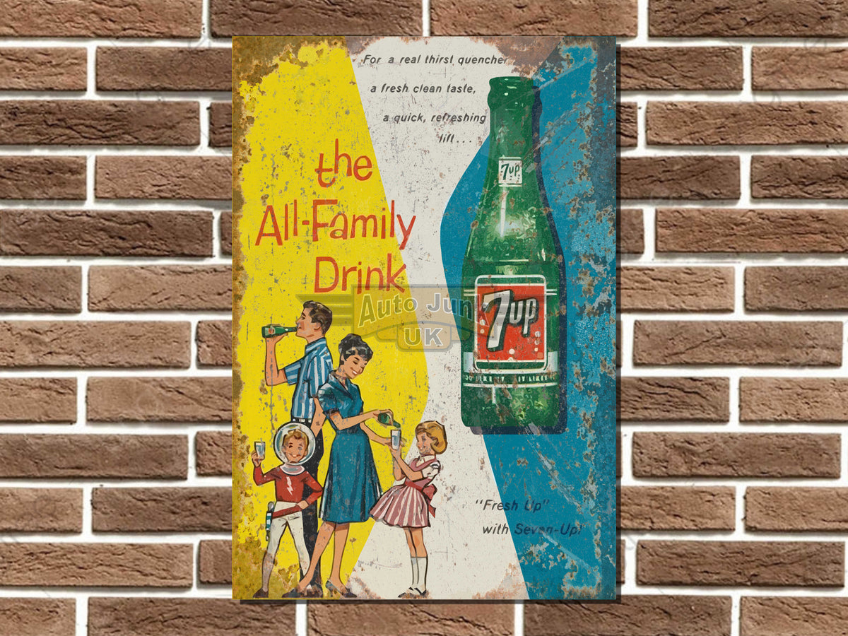 7up The all Family Drink Metal Sign