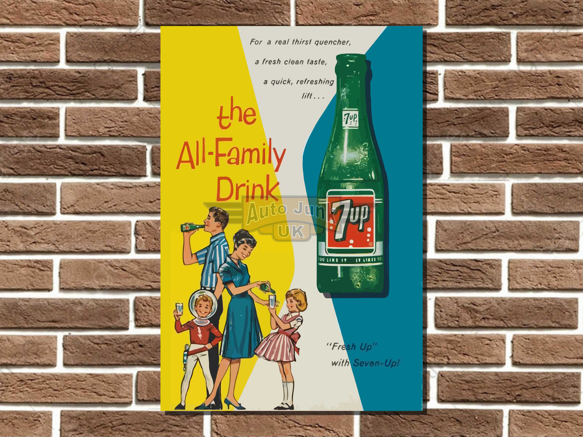 7up The all Family Drink Metal Sign