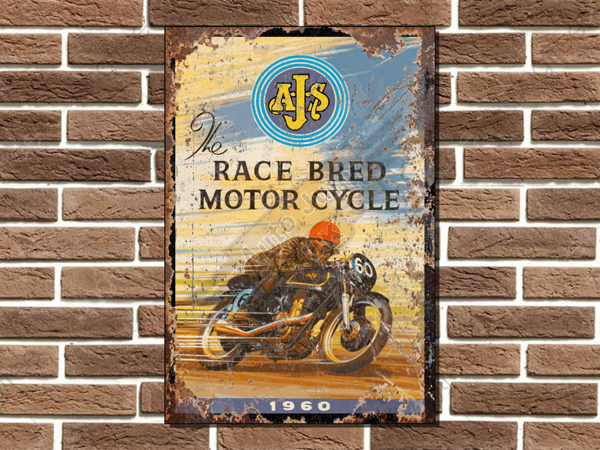 AJS Motorcycle Metal Sign