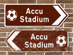 Accu Stadium Football Metal Road Sign