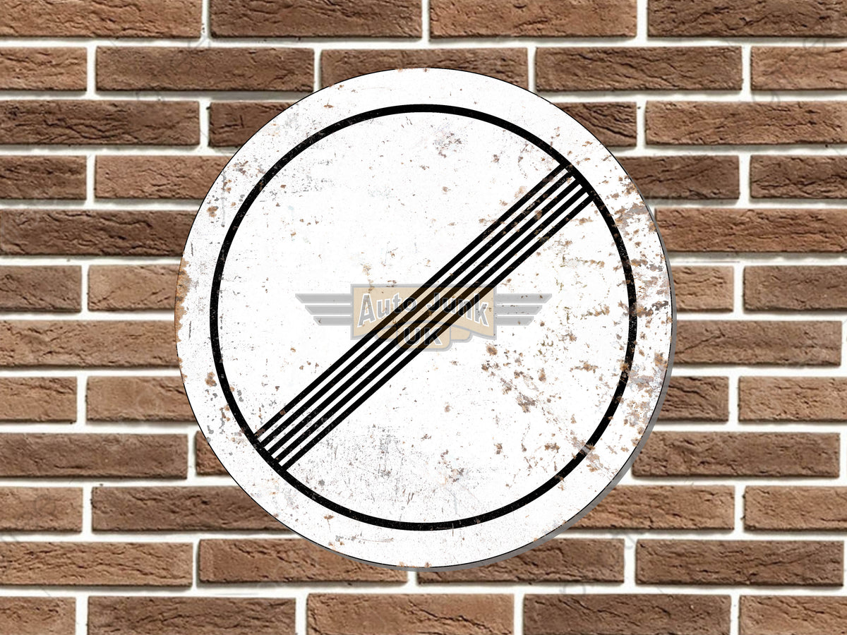 Vintage Tin Sign "Autobahn No Speed Limit" - Round 12" Metal Wall Art, Retro Decor For Garage, Bar, Cafe