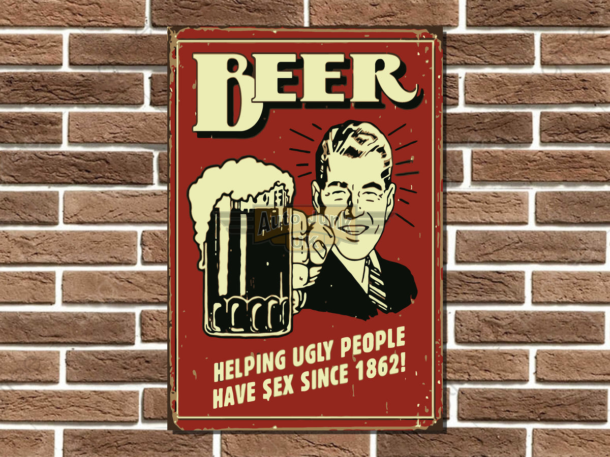 Beer Helping People Metal Sign