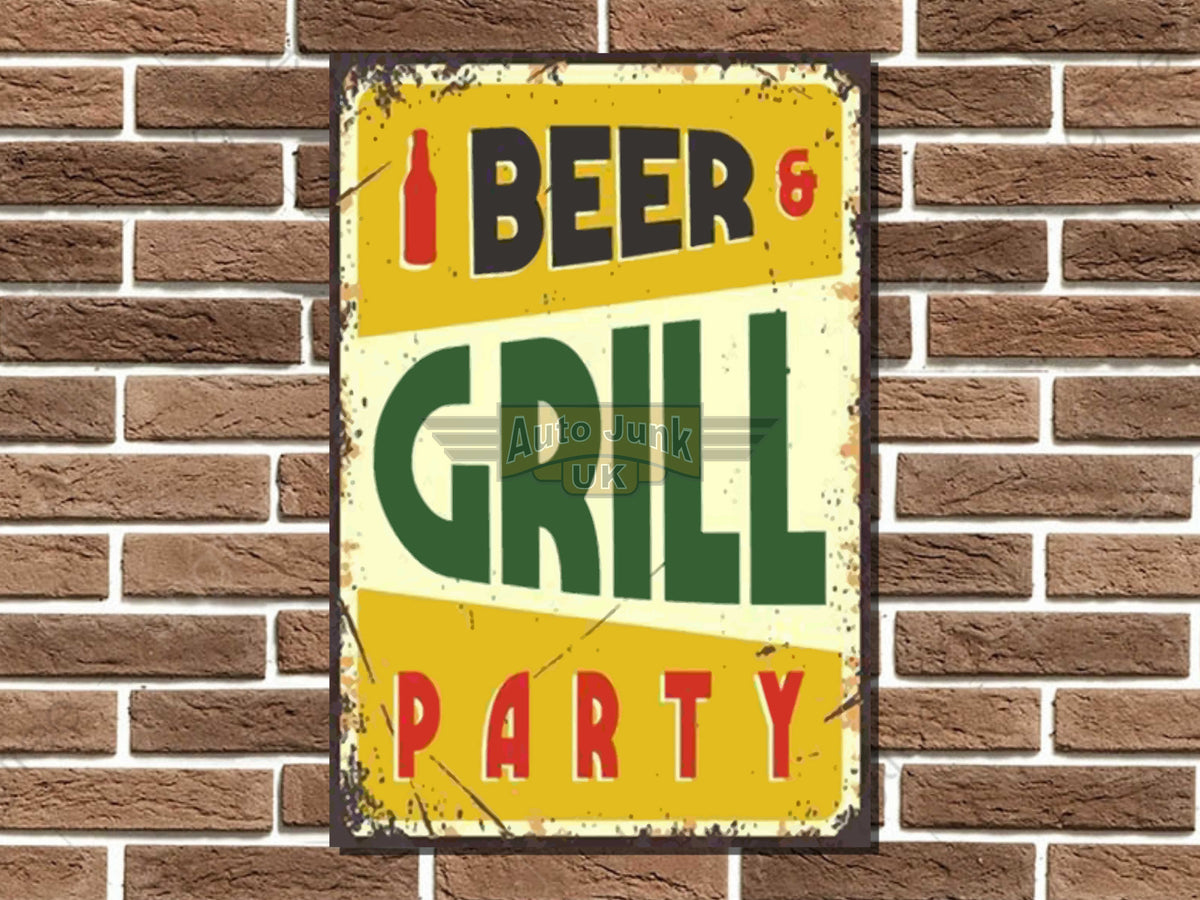 Beer & Grill Party Metal Sign