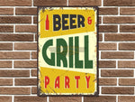 Beer & Grill Party Metal Sign