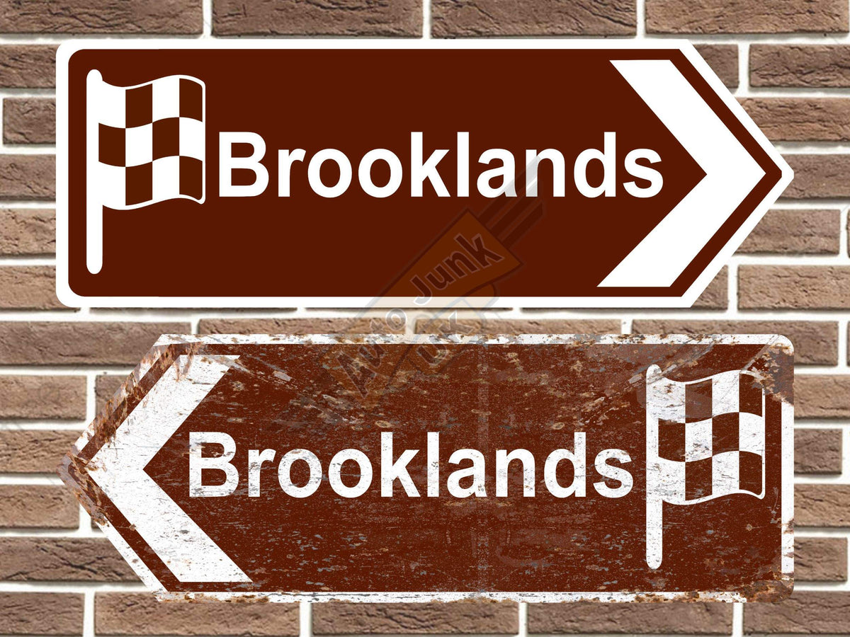 Brooklands Race Circuit Metal Road Sign