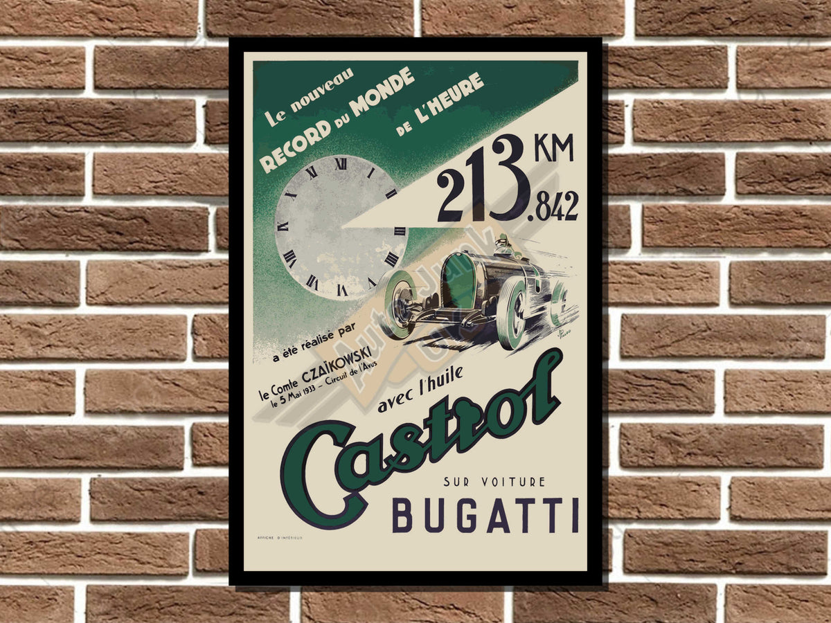 Bugatti Castrol World Record Poster Metal Sign