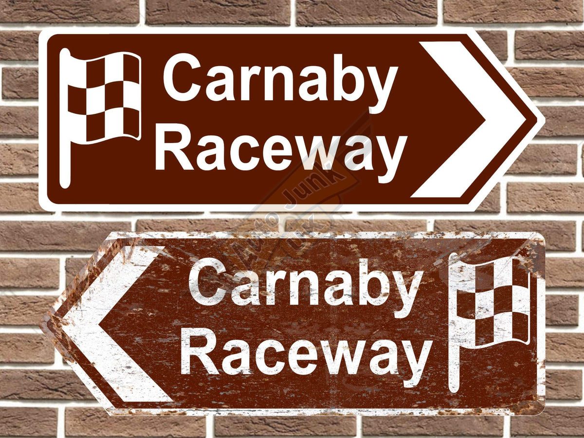 Carnaby Raceway Race Circuit Metal Road Sign