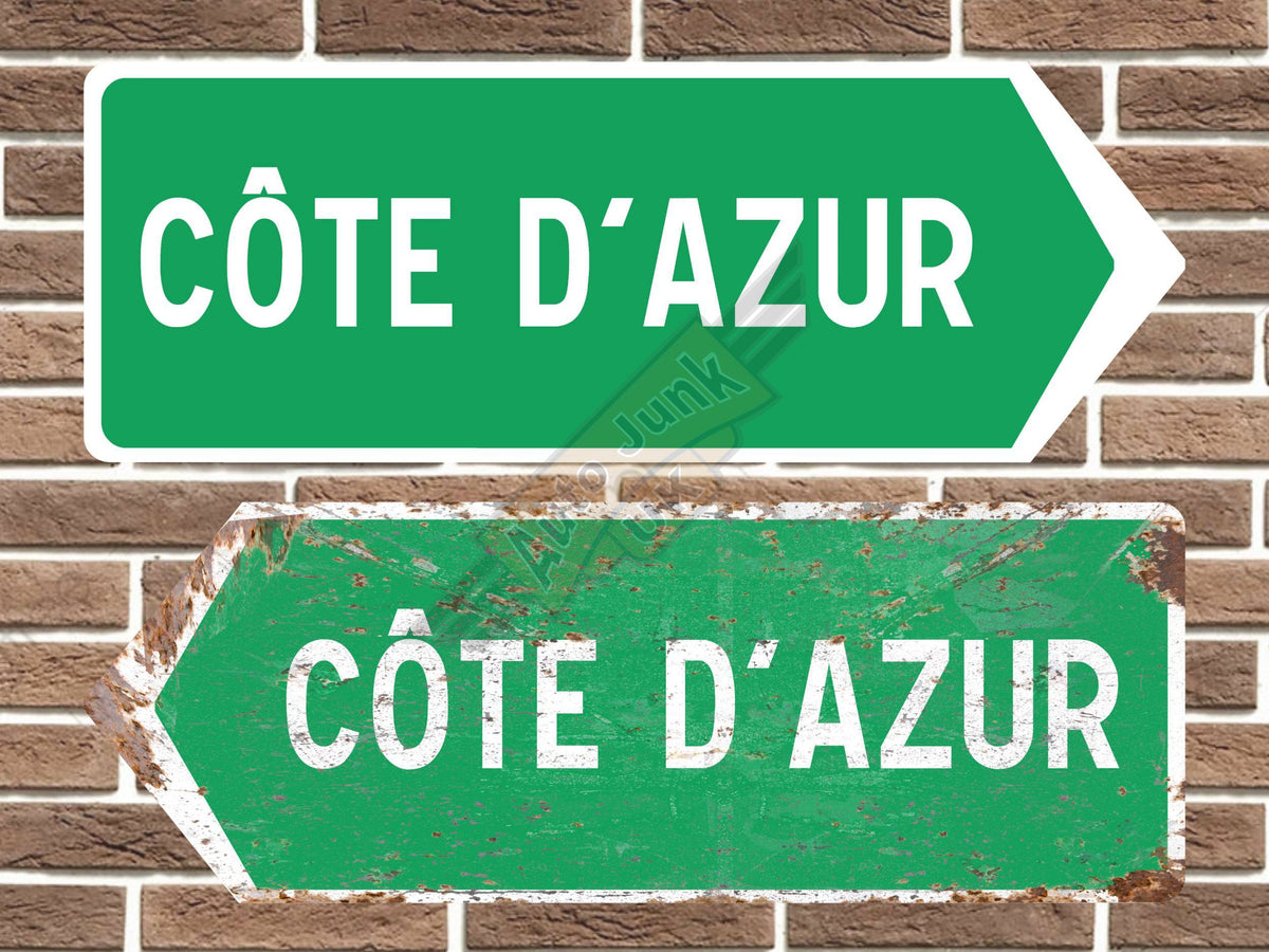 Cote d'Azur Metal Road Sign
