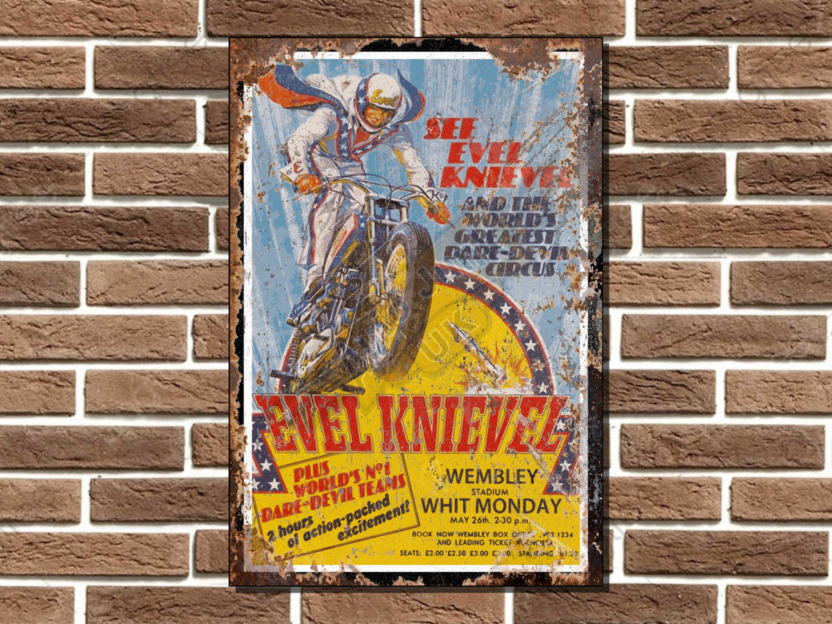 Evel Knievel at Wembley Metal Sign