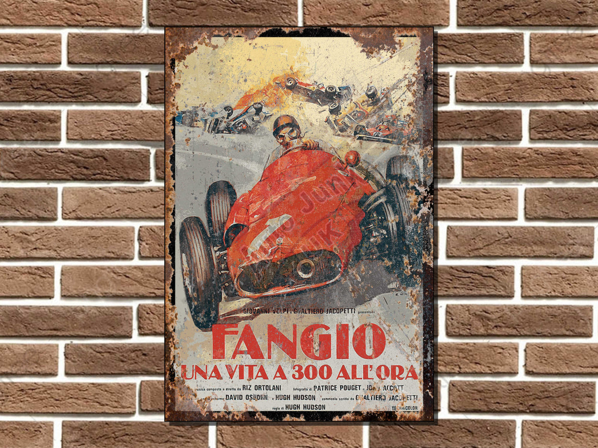 Fangio Una Vita A 300 All'Ora Metal Sign