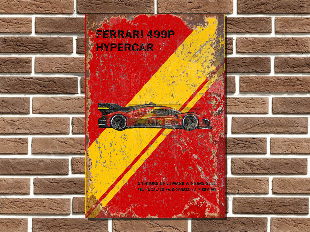 Ferrari 499P Hypercar Le Mans Winner Metal Sign