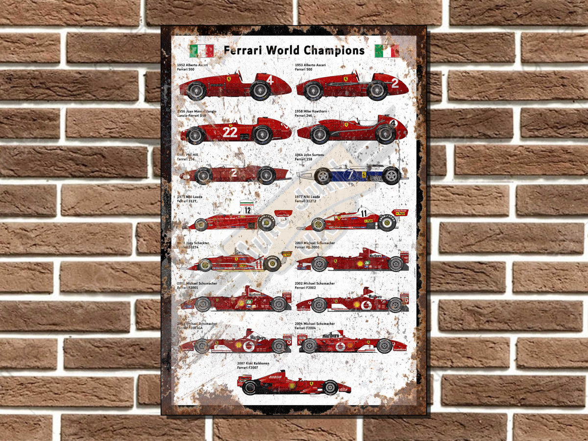 Ferrari World Champions Metal Sign