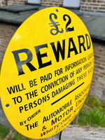 Automobile Association£2 Reward Enamel Sign