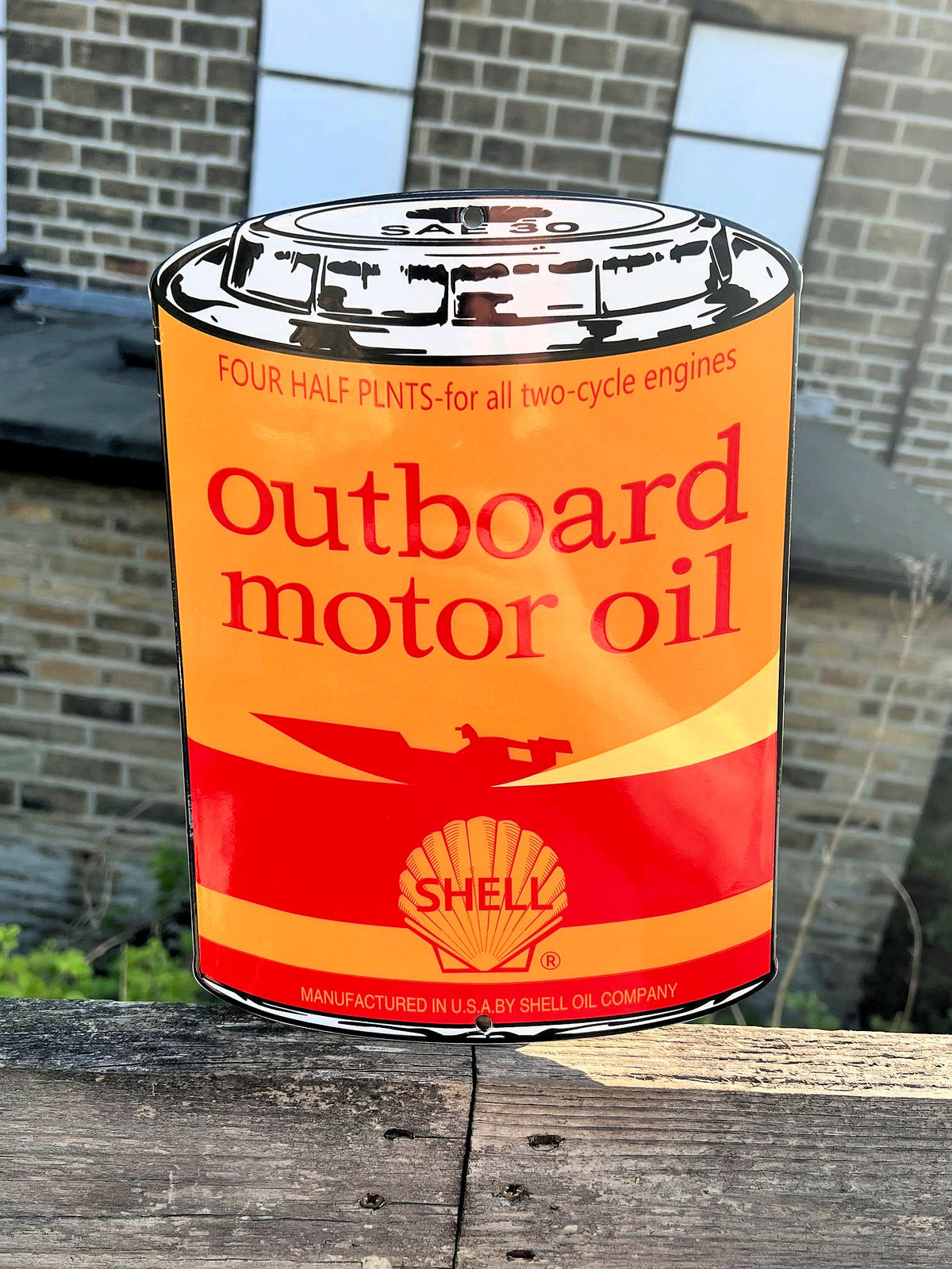 Shell Outboard Motor Oil Enamel Sign