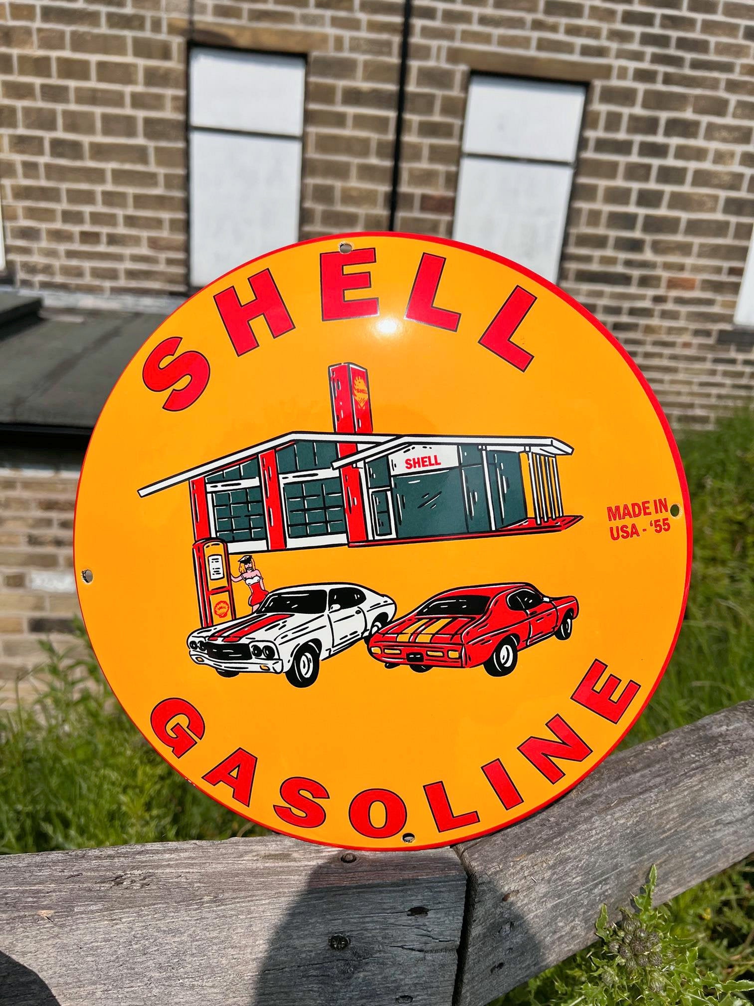 Printable Shell Gas Sign Shell Gasoline Enamel Sign– Auto Junk UK Ltd
