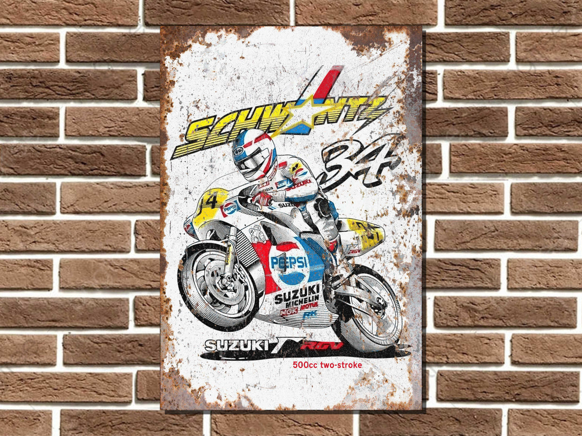 Kevin Schwantz Suzuki RGV500 Metal Sign