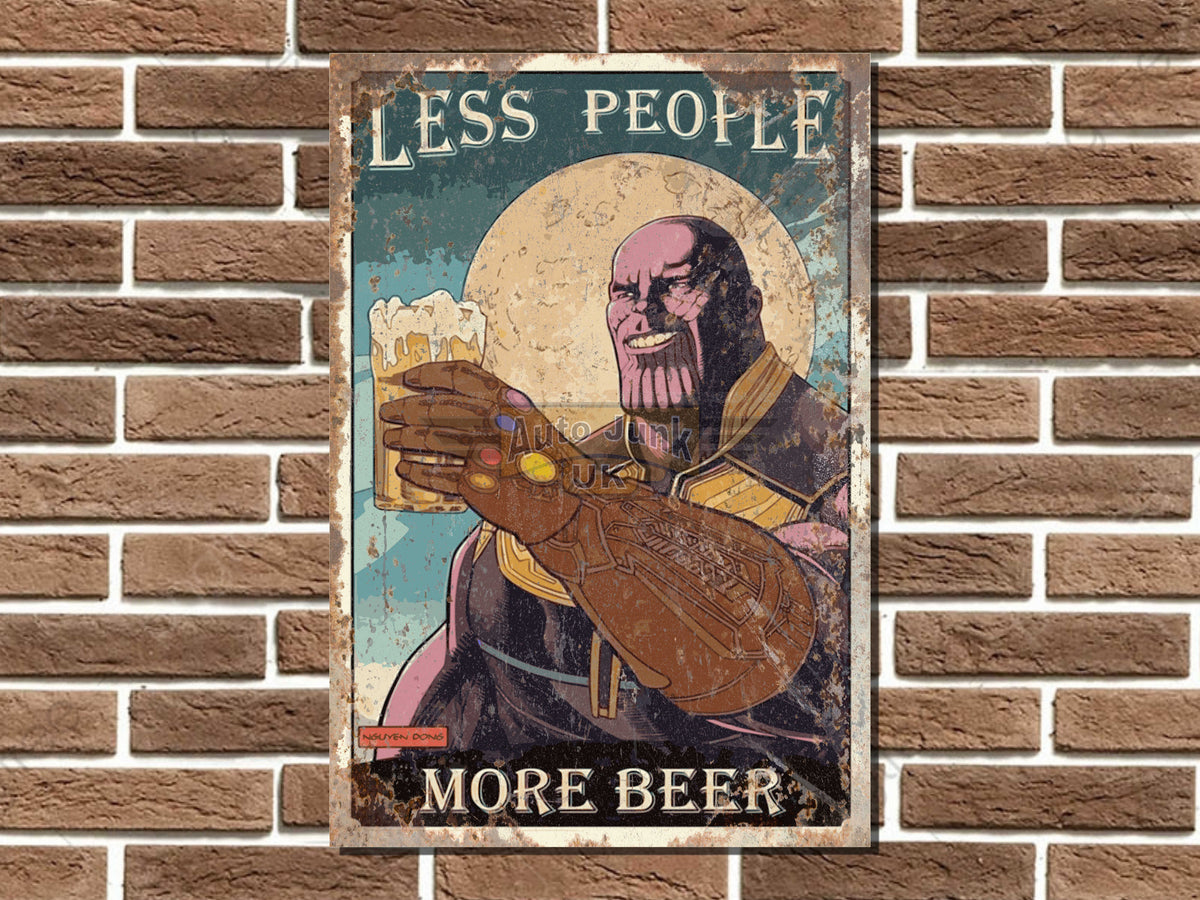 Less People More Beer Metal Sign