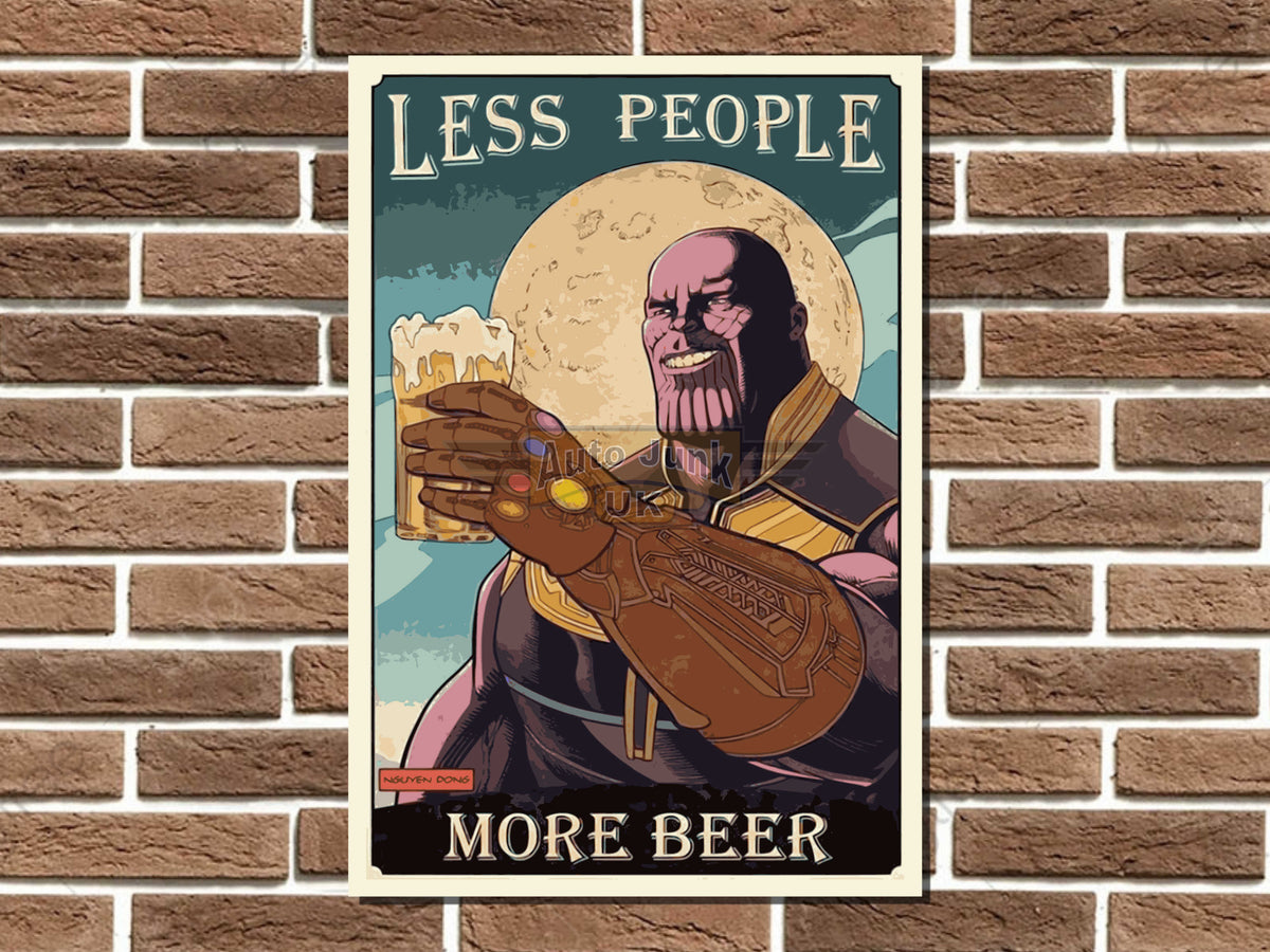 Less People More Beer Metal Sign
