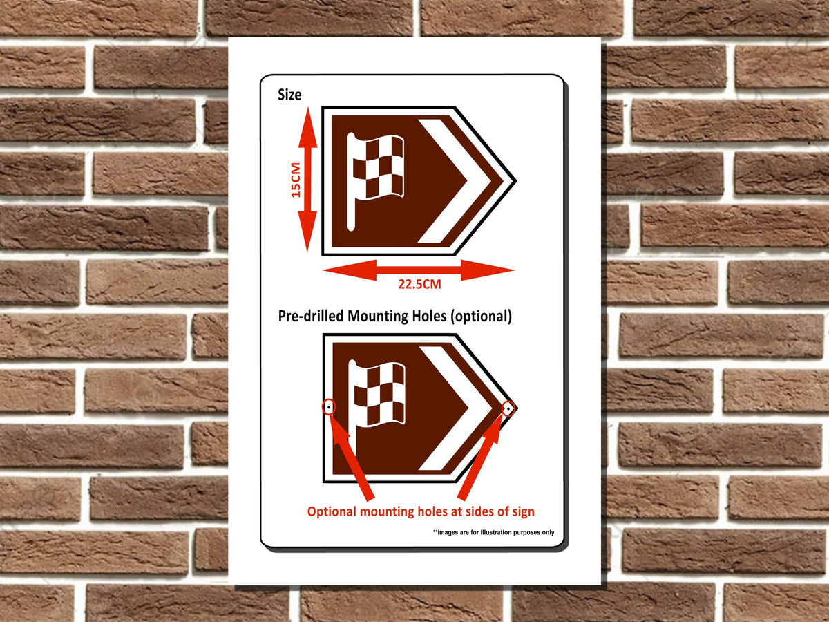 Vintage Racing Car Symbol Short Tourist Road Sign