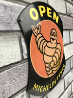 Michelin Open for Tyres Enamel Sign