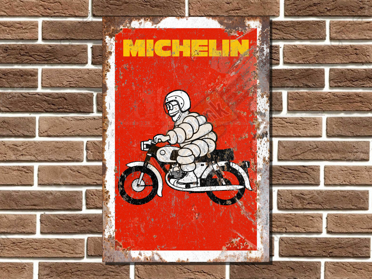 Michelin Man Motorcycle Metal Sign