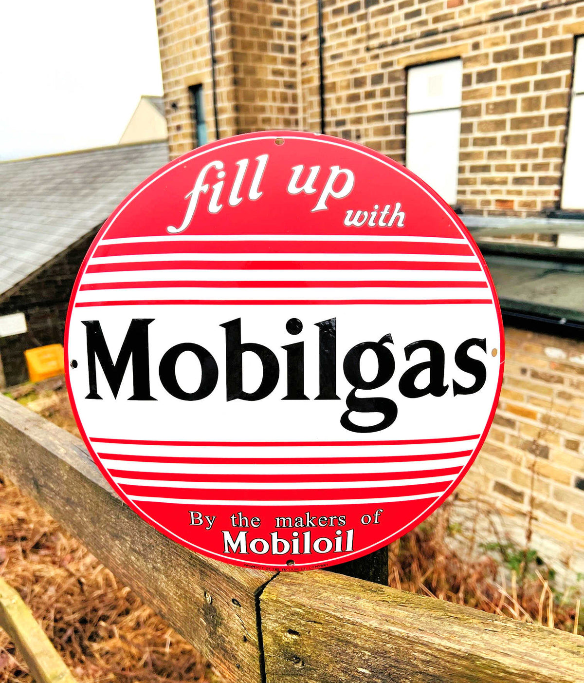 Mobilgas by Mobiloil Enamel Sign