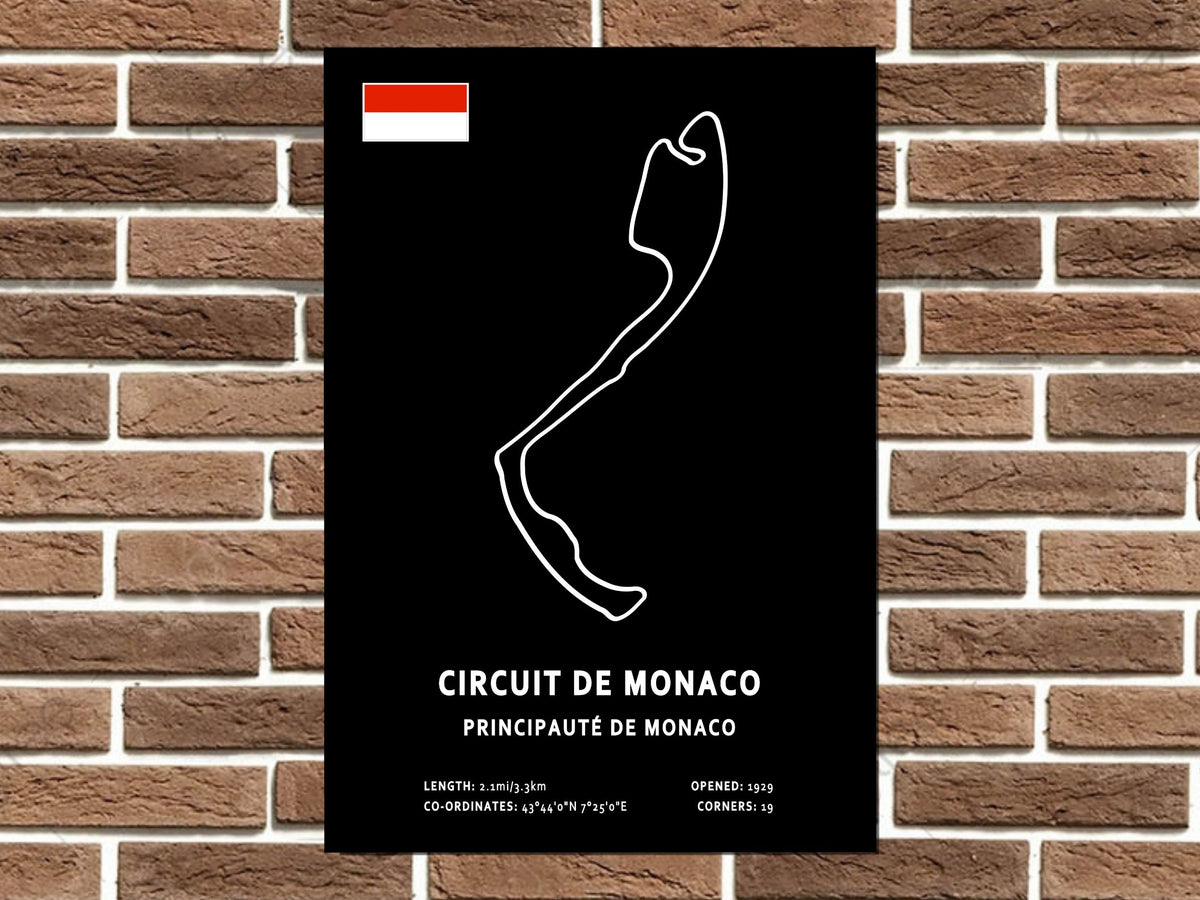 Monaco Circuit Layout Metal Sign