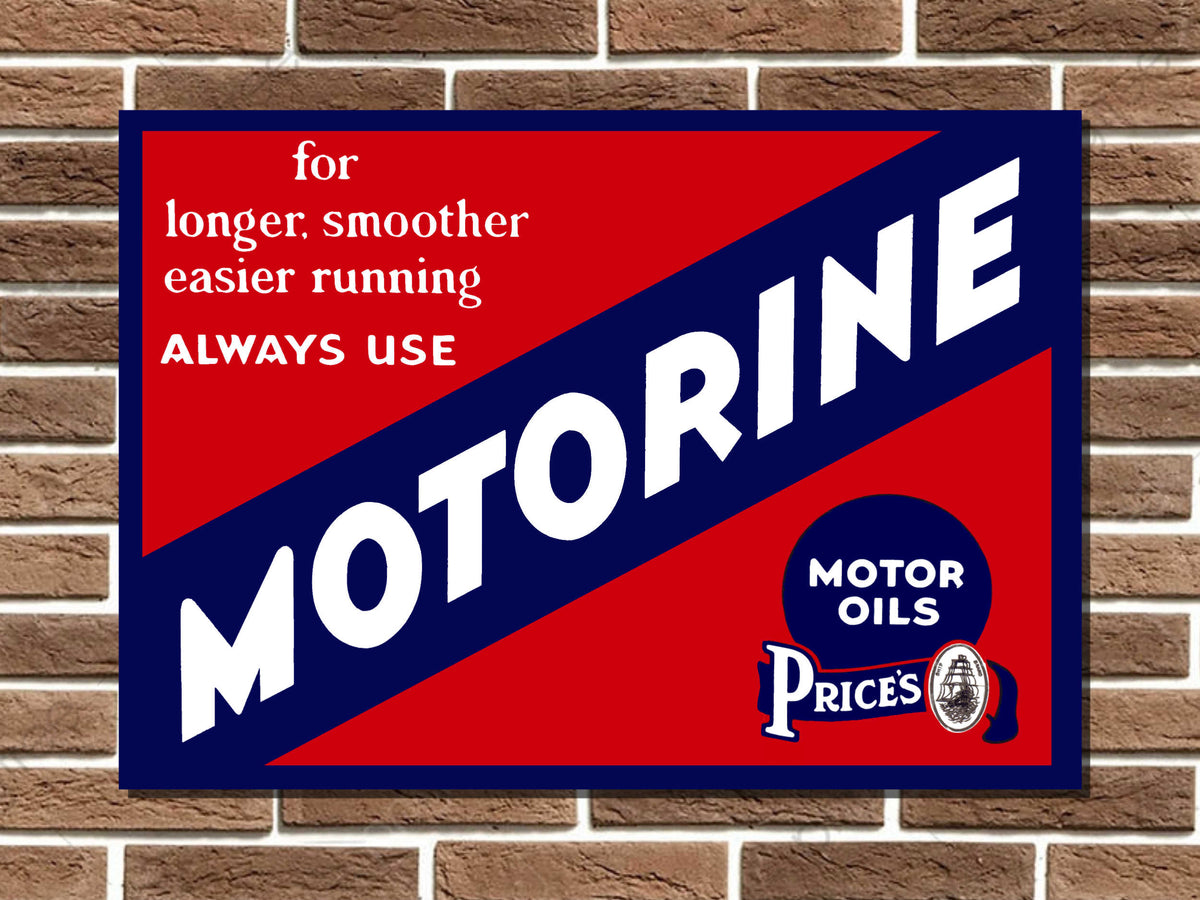 Prices Motorine Motor Oils Metal Sign