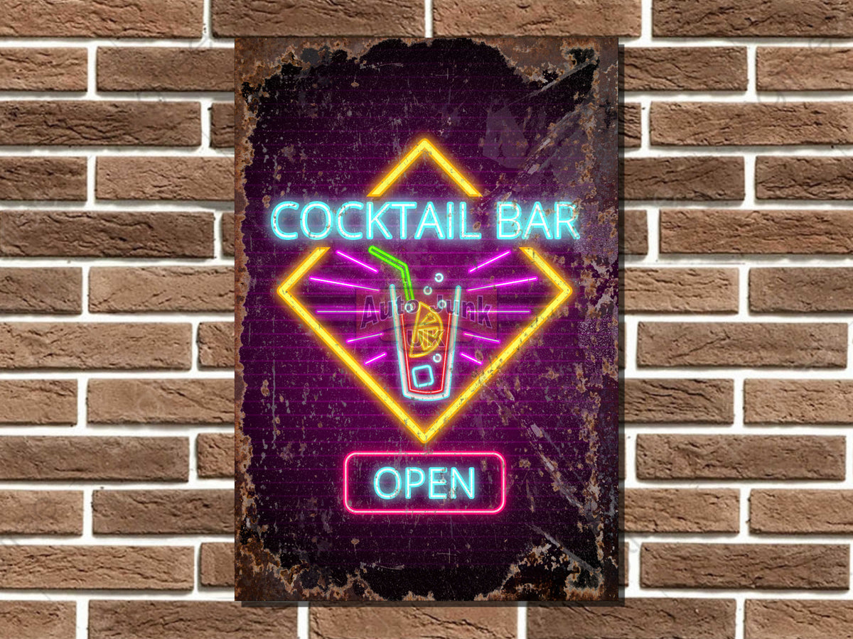 Cocktail Bar Neon Style Metal Sign