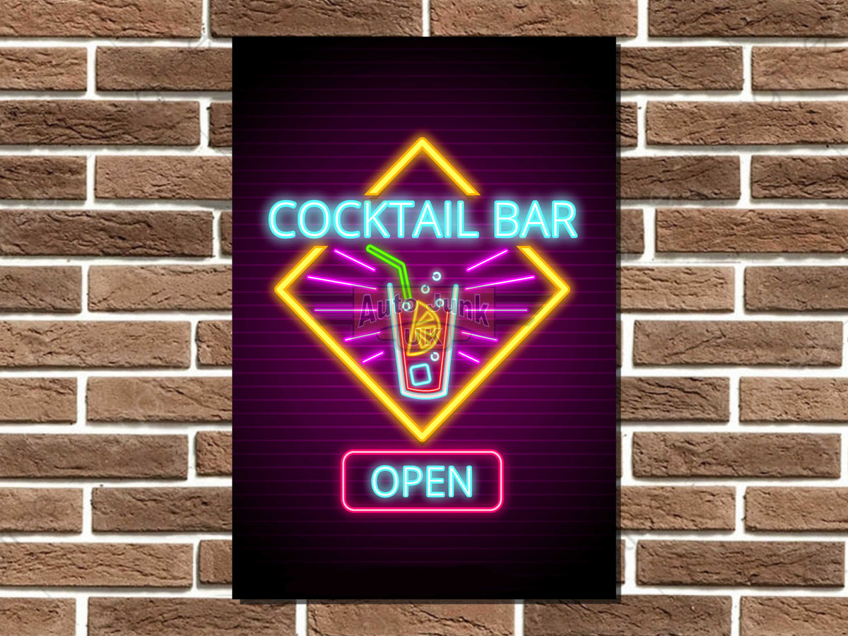 Cocktail Bar Neon Style Metal Sign