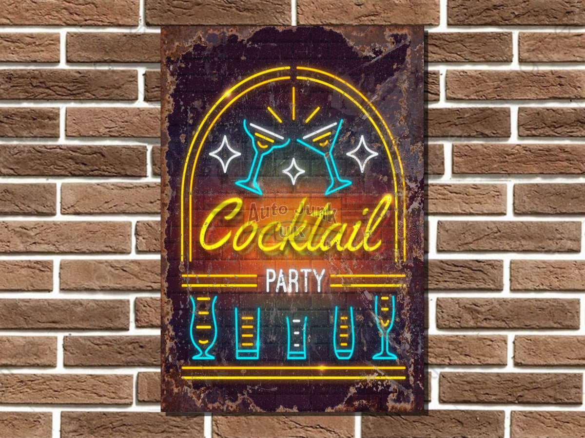 Cocktail Party Neon Style Metal Sign