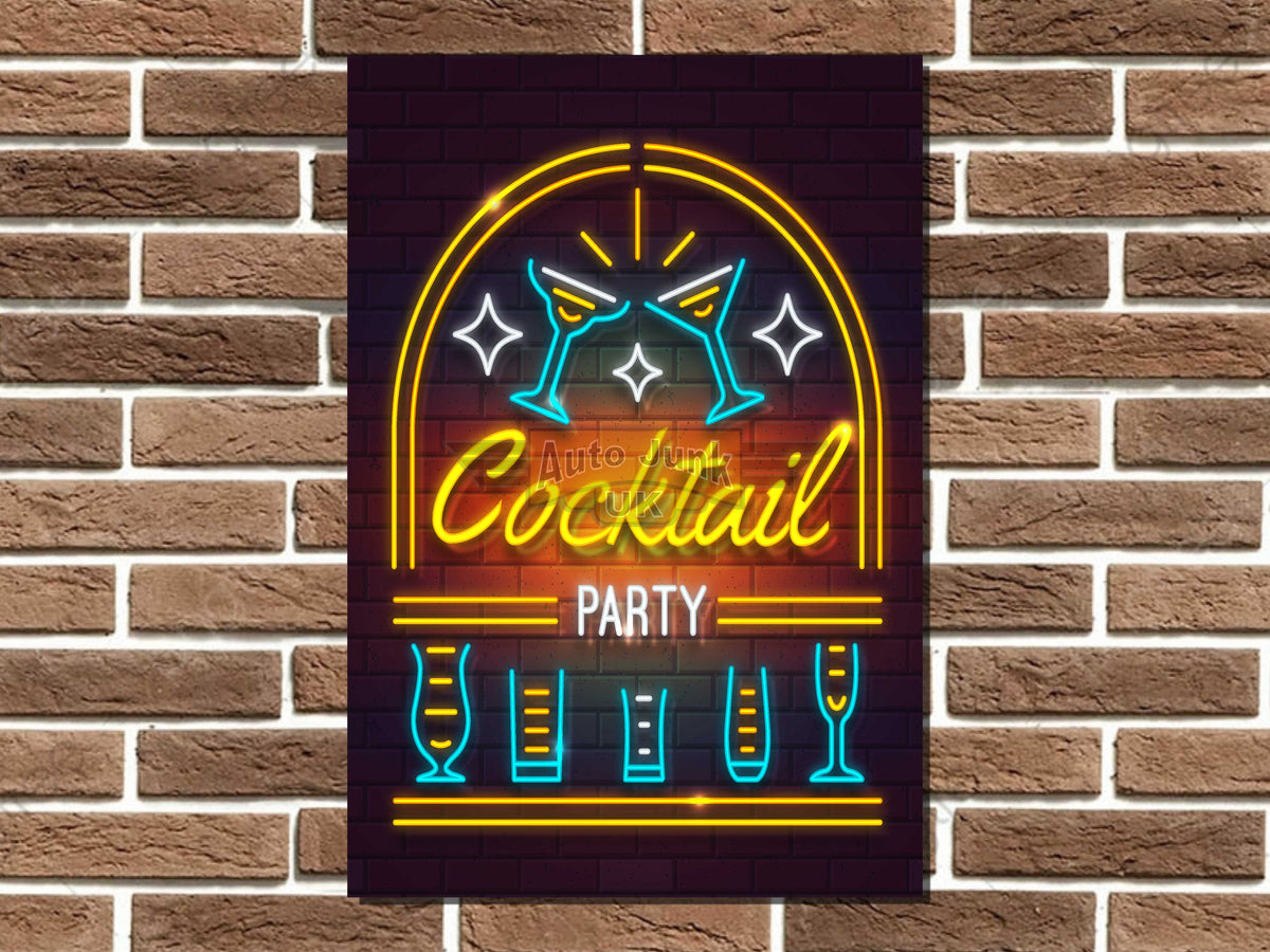 Cocktail Party Neon Style Metal Sign