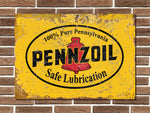 Pennzoil Safe Lubrication Metal Sign