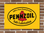 Pennzoil Safe Lubrication Metal Sign