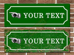 Personalised Vintage Style Finger Pointing Sign