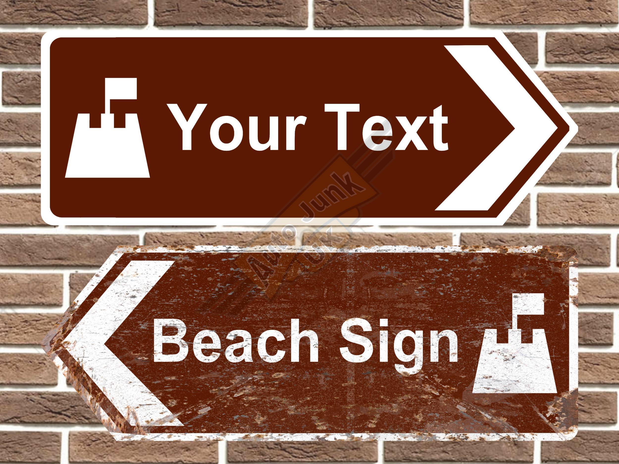 Personalised Metal Beach Sign– Auto Junk UK Ltd