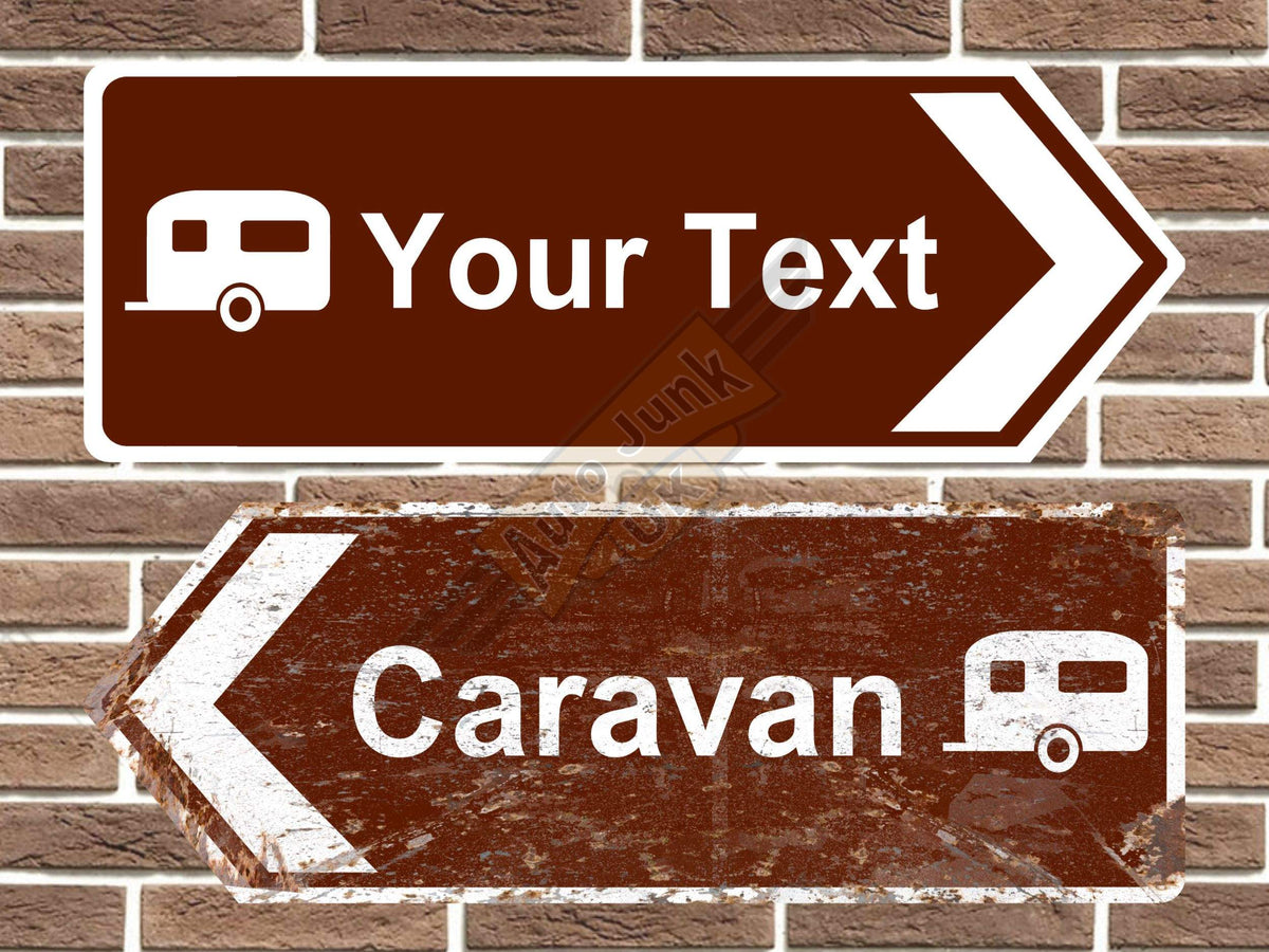 Personalised caravan road sign arrow sign point left and right vintage style