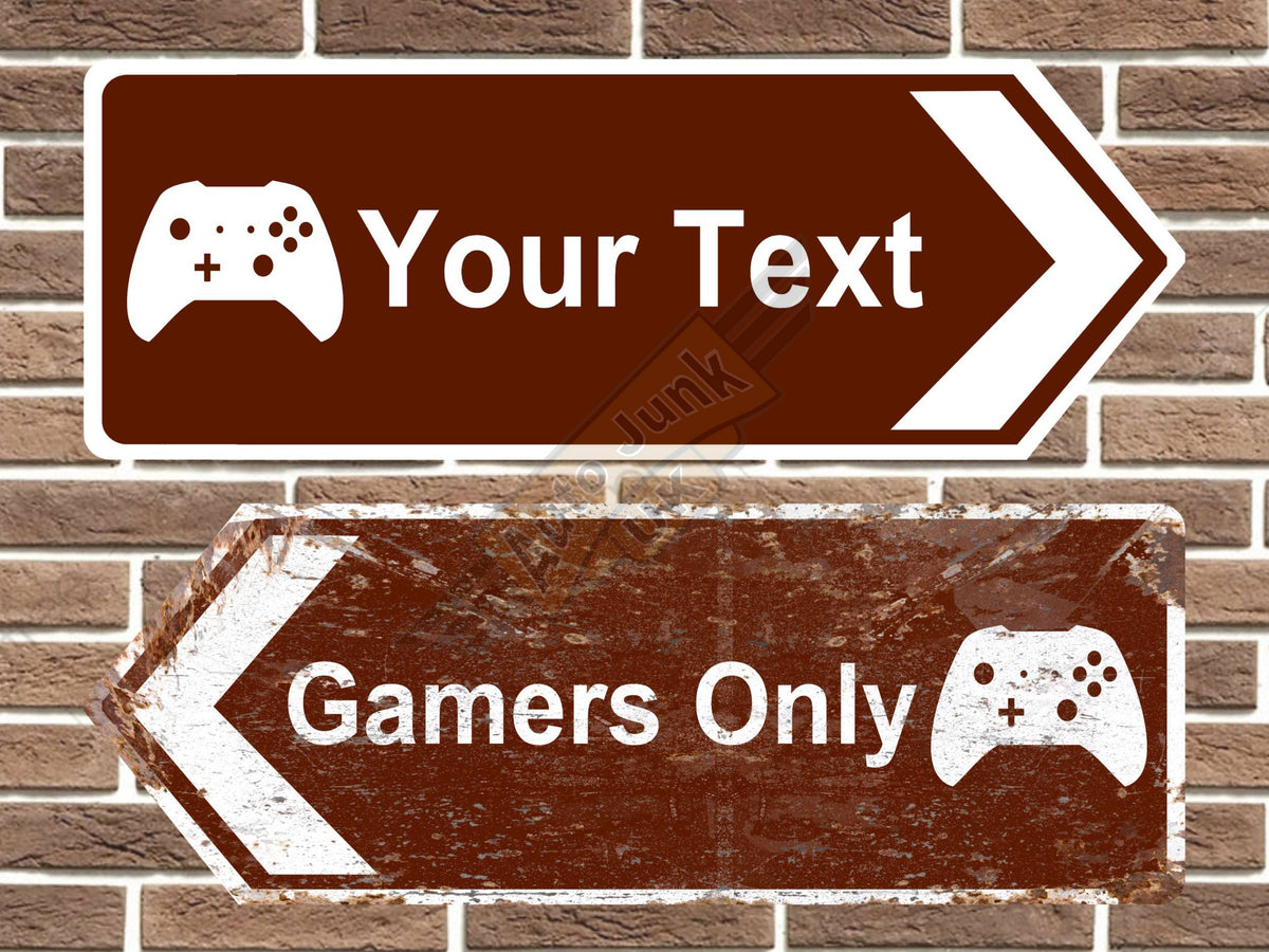 Personalised gamer road sign arrow sign point left and right vintage style