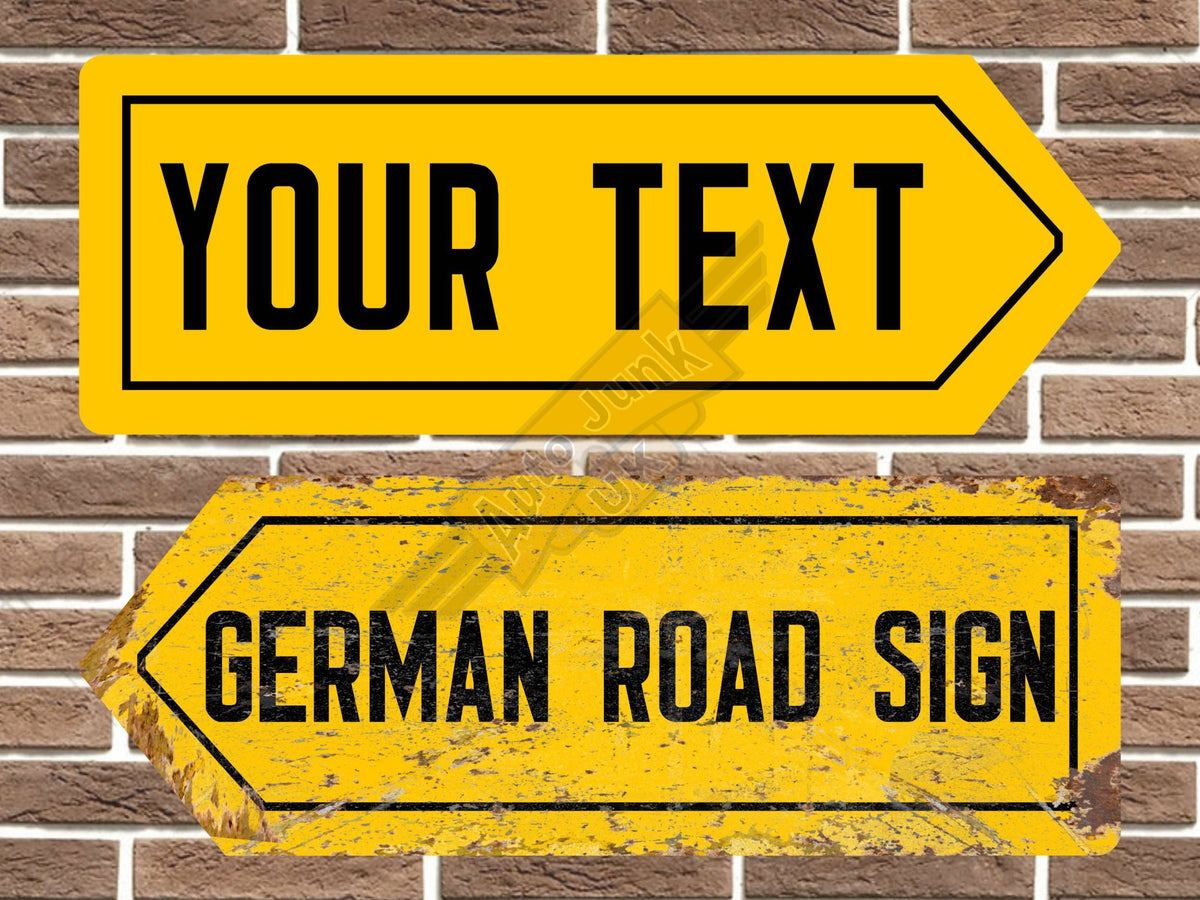 Personalised german road sign arrow sign point left and right vintage style