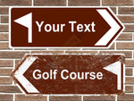 Personalised metal golf road sign arrow sign point left and right vintage style