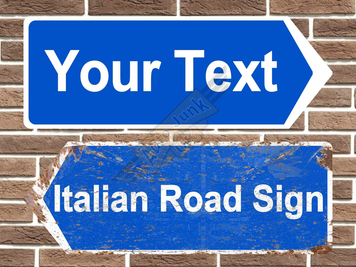 Personalised metal italian road sign arrow sign point left and right vintage style